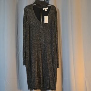 Michael Kors Black Shimmer Long Sleeve Dress